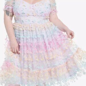 NWoT Sweet Society Pastel Butterfly Mesh Puff Sleeve Dress Plus Size